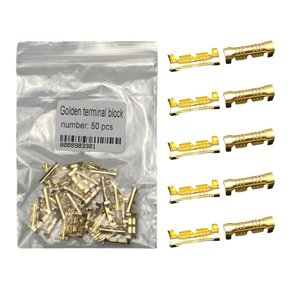 50/100/200 шт. Золотистые клеммы для обжима проводов жгута проводов, холодные вставки, холодные клеммные соединители