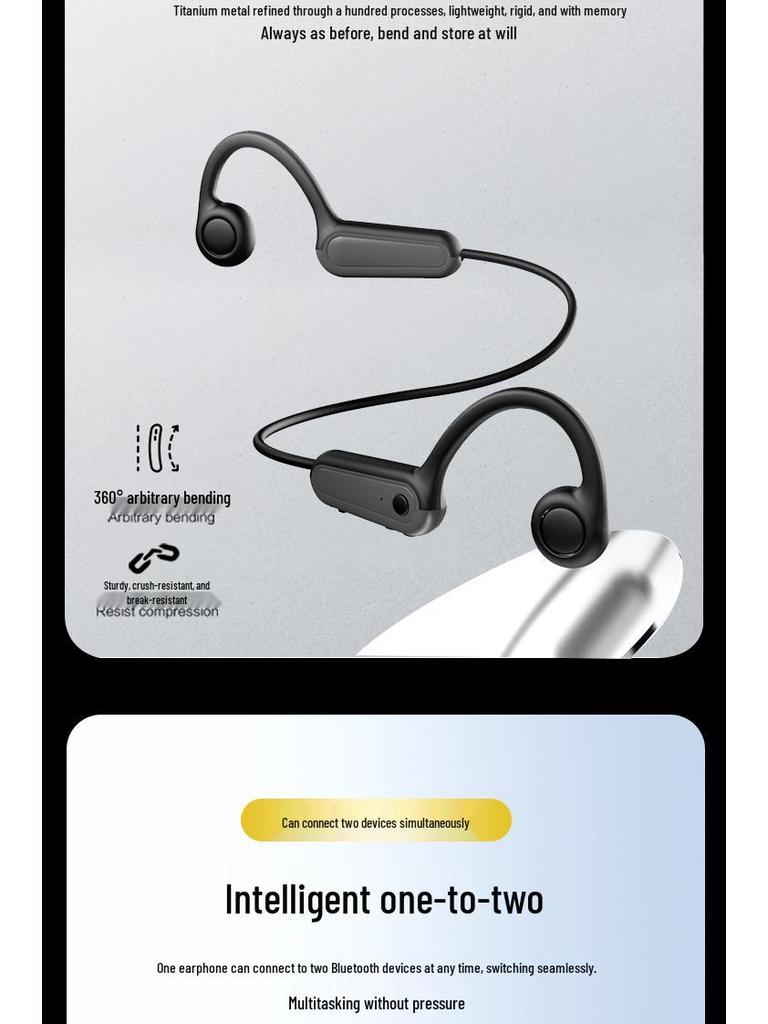 B8 Водонепроницаемые Bluetooth-наушники для спорта с костной проводимостью - Беспроводные, Внутриканальные, Подарок