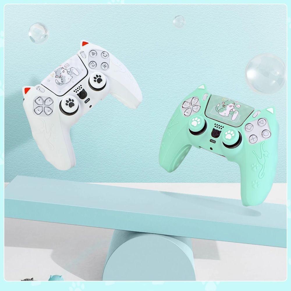 Cat Paw Controller Skin with Thumb Grip Caps Protective Shell Cover Controller Case Set for PS5