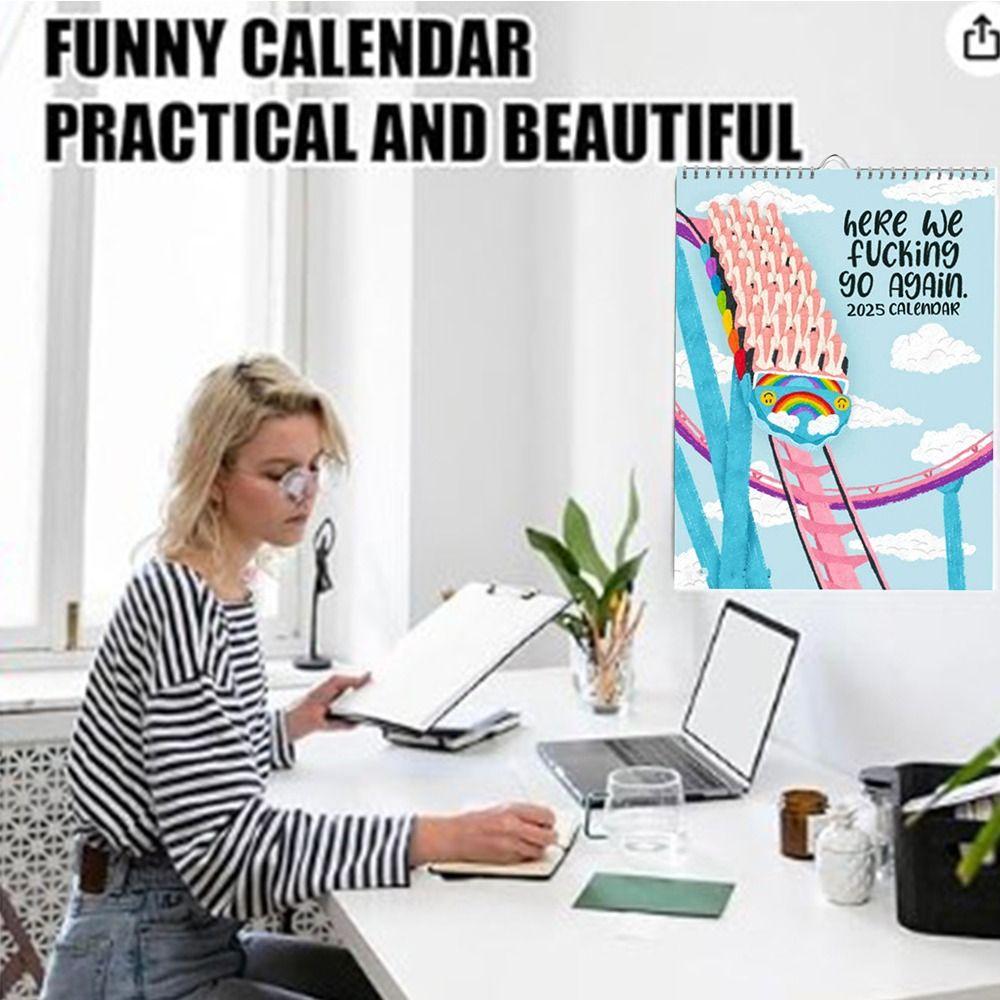 Ежемесячный календарь Here We Go Again 2025 Подвесной еженедельный органайзер Планировщик 2025 Настенный календарь Главная
