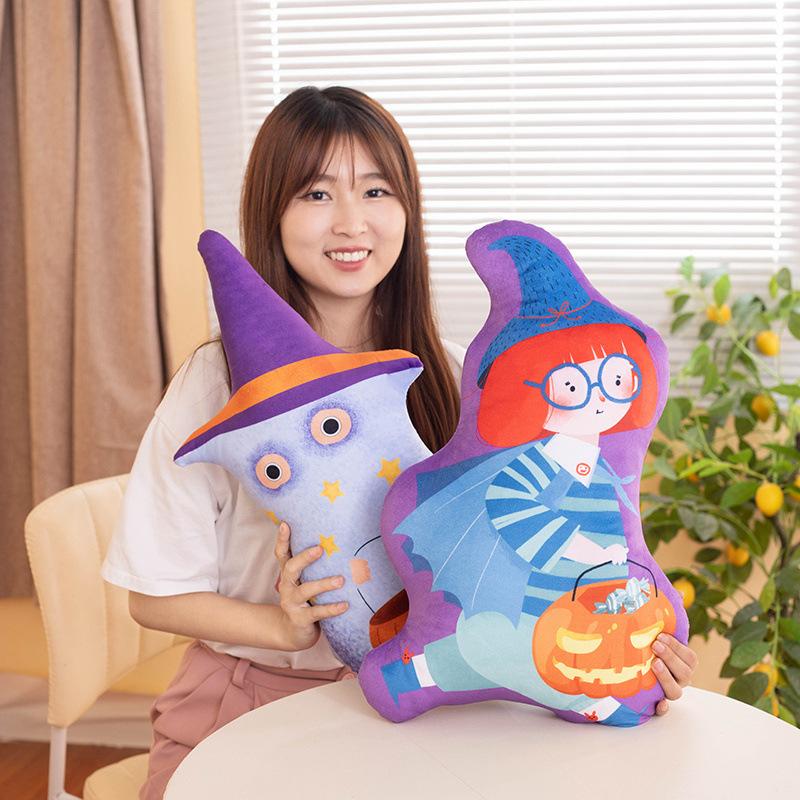 Cartoon Spoof Halloween Pumpkin Bat Zombie Doll Pillow Illuminated Holiday Decoration Plush Toy