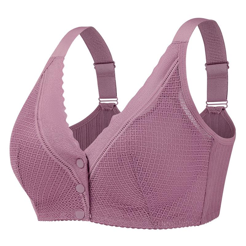 Кружевное нижнее белье с пуговицами спереди, женское, стильное, с регулируемыми бретелями для среднего и пожилого возраста, бюстгальтер больших размеров без стальных ободков