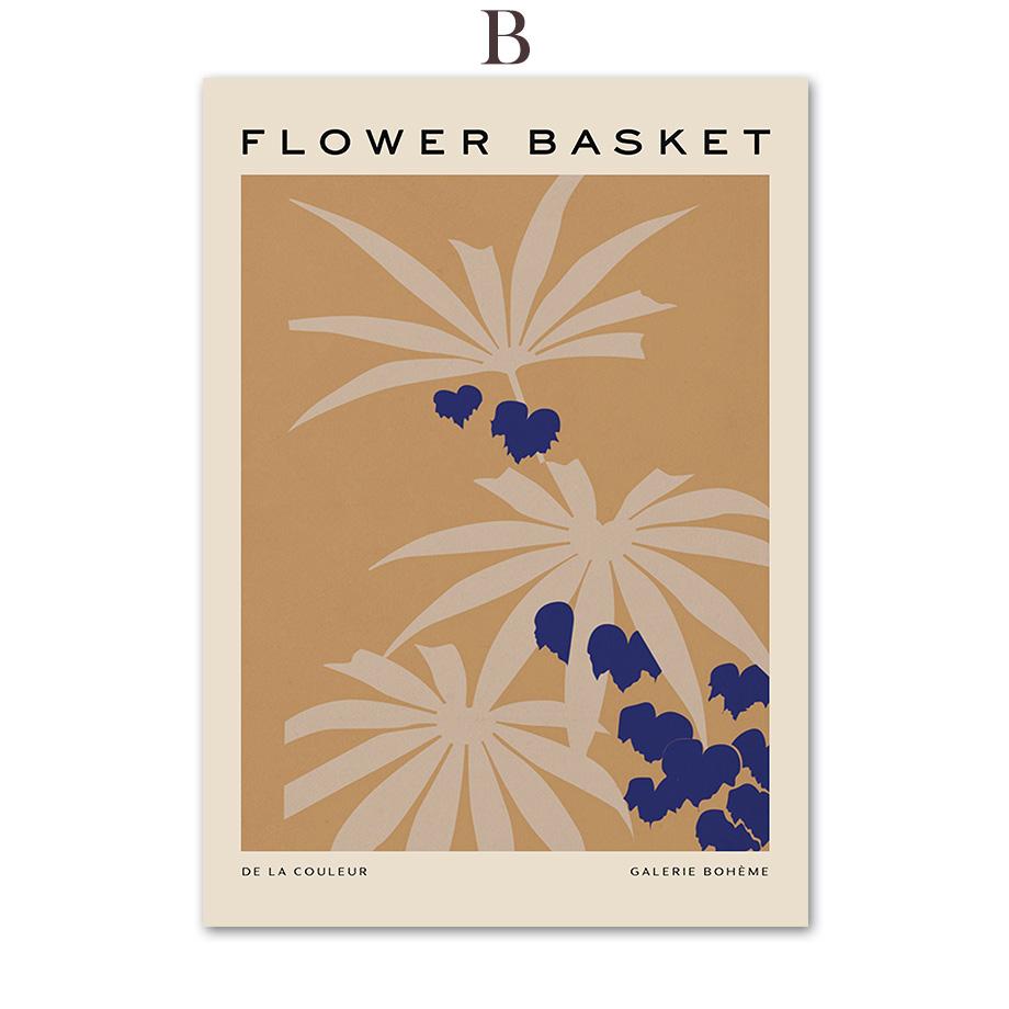 Винтажный цветочный рынок, абстрактная линия, кривая, настенная живопись на холсте, плакаты на скандинавскую тему и принты, настенные панно для декора гостиной