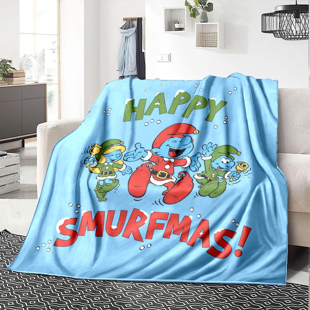 The Smurfs Flannel Blanket, High quality Comfortable for All Seasons, Home Decor, Warmth and Comfort