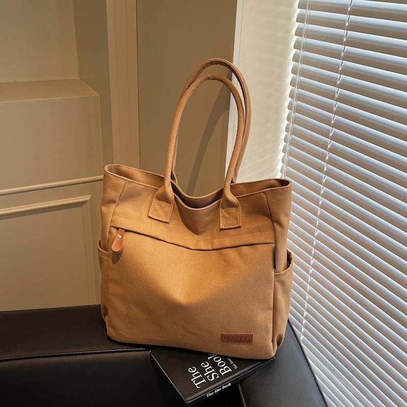 Холщовая сумка-тоут большой вместимости женская для новых студенток, для поездок на занятия, универсальная повседневная на плечо