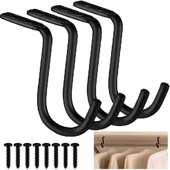 Gisafai 4 Pcs Closet Rod Center Supports 1-1/2 Inch Heavy Duty Metal Wall Mount Brackets for Shelf Closet Rod Clothes Storage(White)