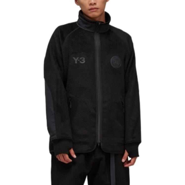Y-3 FW22 Флисовая куртка из смешанной ткани с логотипом, куртка унисекс, черная HN1969