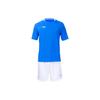 Li Ning Logo Print Round Neck Short Sleeve T-Shirt And Straight Leg Shorts Soccer Suit Men Sportswear Crystal-Blue Standard-White AATS037-2