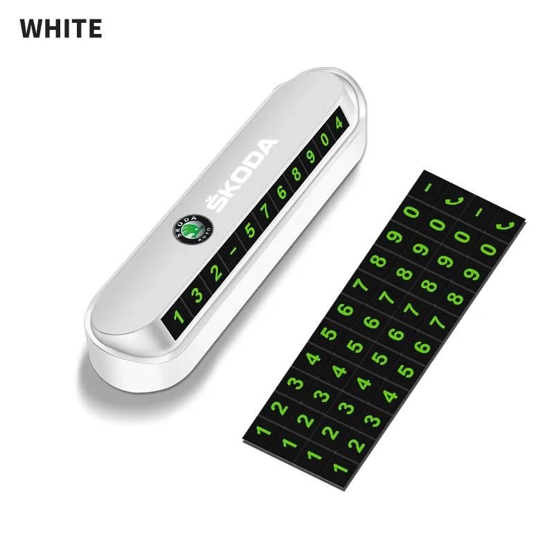 Car Sticker 2025 Hot Car Temporary Parking Card Sticker Phone Number Card Plate For Skoda Octavia Fabia Rapid Yeti Kodiaq Superb