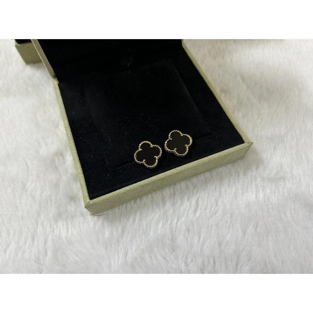 Серьги «Счастливый четырехлистный клевер» высокой версии для женщин, 18K, модная легкая роскошь, натуральный белый перламутр, пара серег