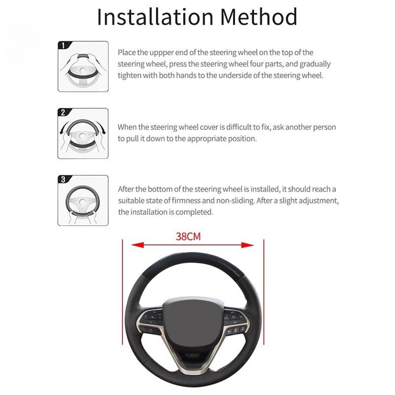 37-38cm Carbon Fiber Style PU Leather Steering Wheel Cover Universal Anti Slip Breathable for Car Interior Decoration