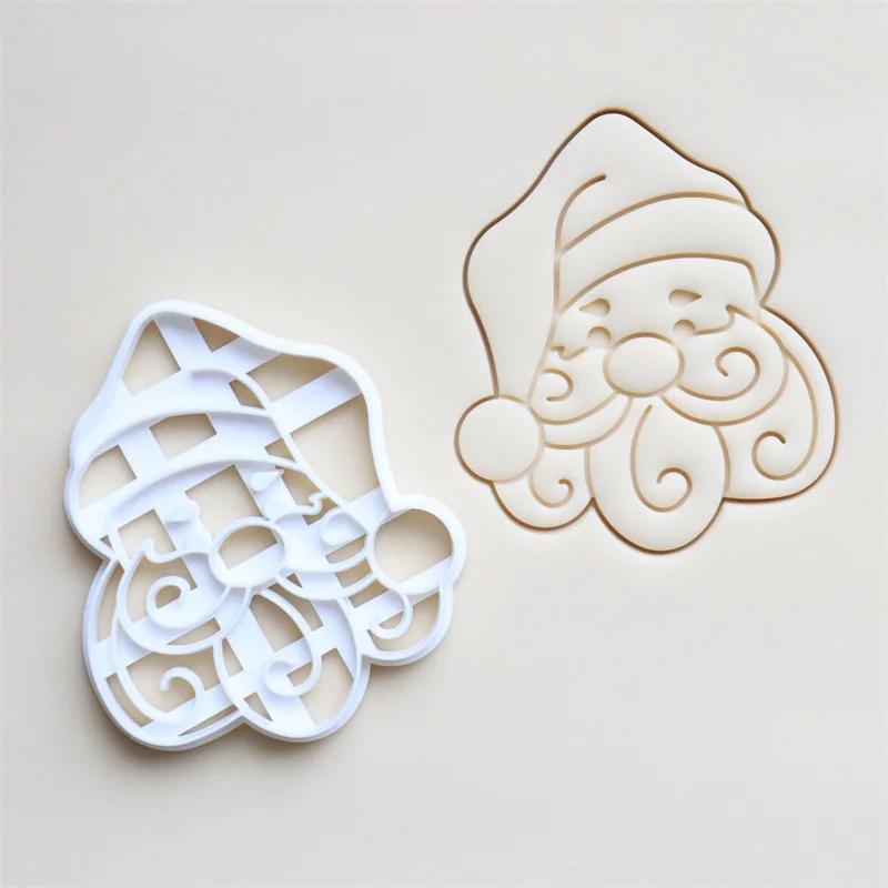 Рождественские формочки для печенья в форме Санта-Клауса, формы для выпечки, рождественская форма для тиснения печенья, кухонные аксессуары для DIY, декора для торта, десерта
