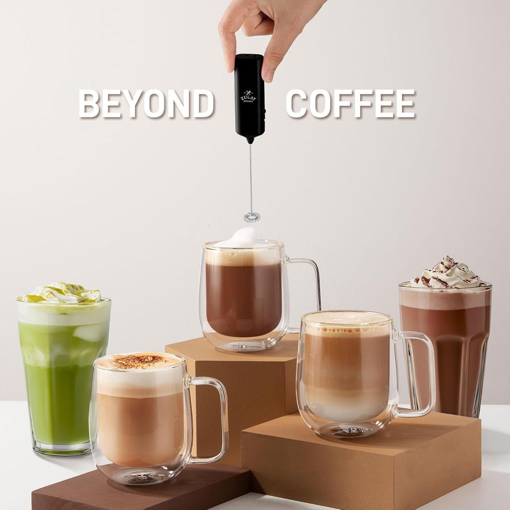 Mini & Mighty Milk Frother Wand – Powerful Handheld Coffee Frother, Battery Operated Drink Mixer – Compact Pocket Size – Detachable Whisk for
