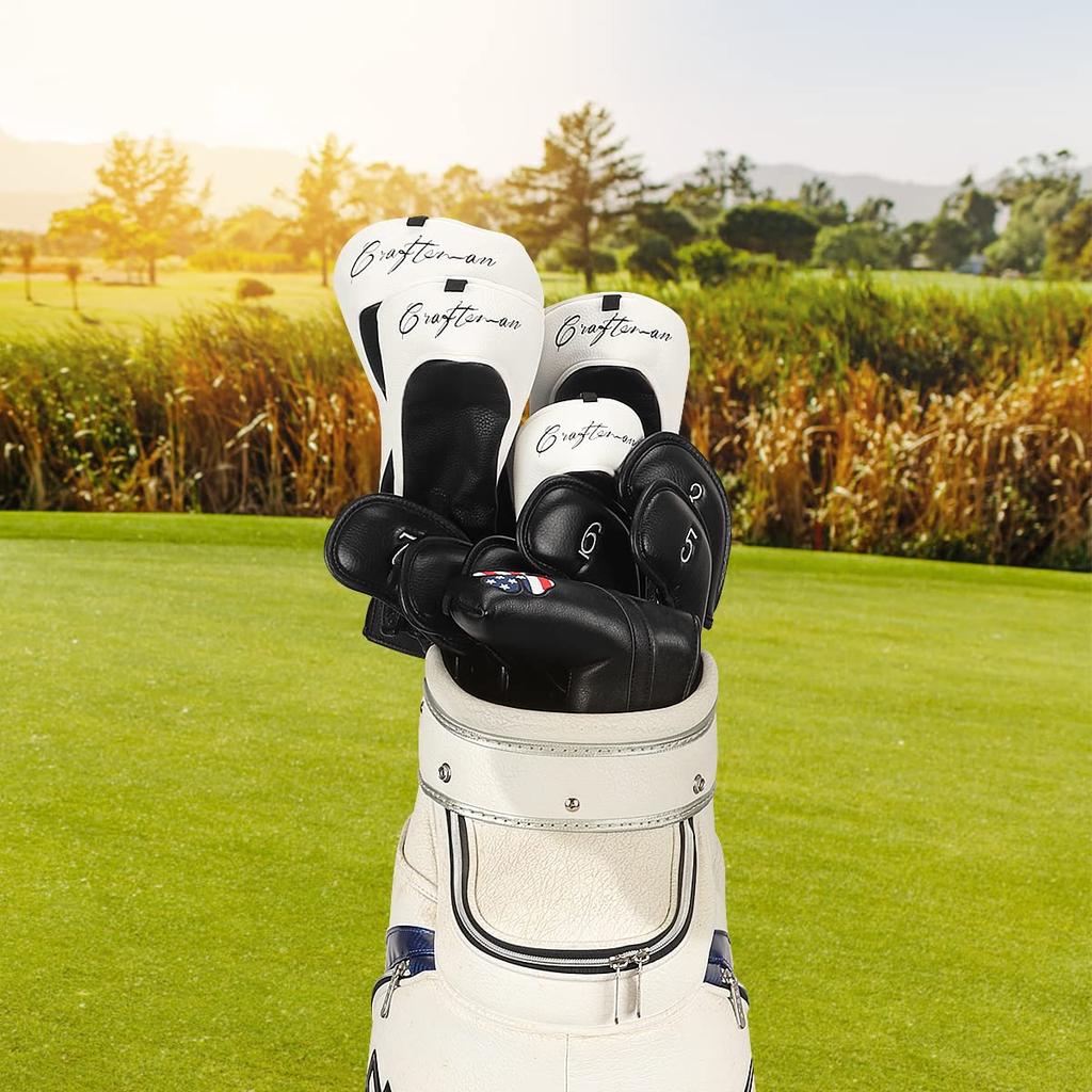 CRAFTSMAN Golf Wood Cover Head Cover Набор из 4 12 головок для гольфа Tag Club Cover из трех частей, черный (1ffx) Драйвер/Фервей Вуд/Утилиты (Число