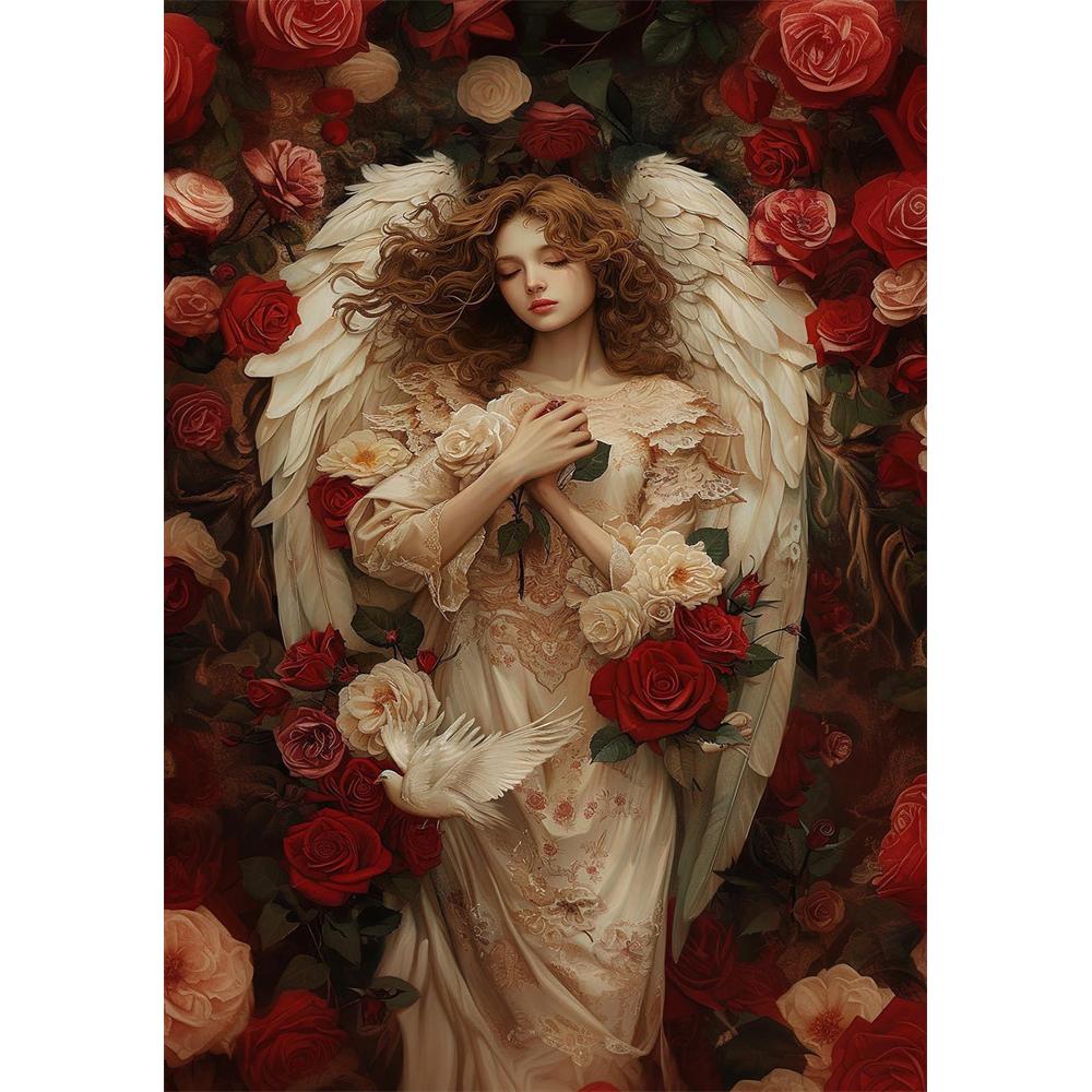 5D DIY Ретро Ангел Настенное Искусство Круглая Алмазная Живопись Церковный Стиль Красивый Ангел Искусство Преданности Домашний Декор