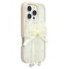 For iPhone 16 Pro Case Two Bow Epoxy Design TPU+PC Phone Back Cover Rhinestone Decor