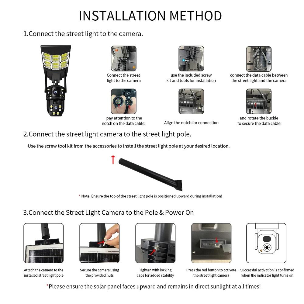 2-in-1 Solar Street Light – Courtyard Lamp & Security Camera, Auto Solar Charging Surveillance