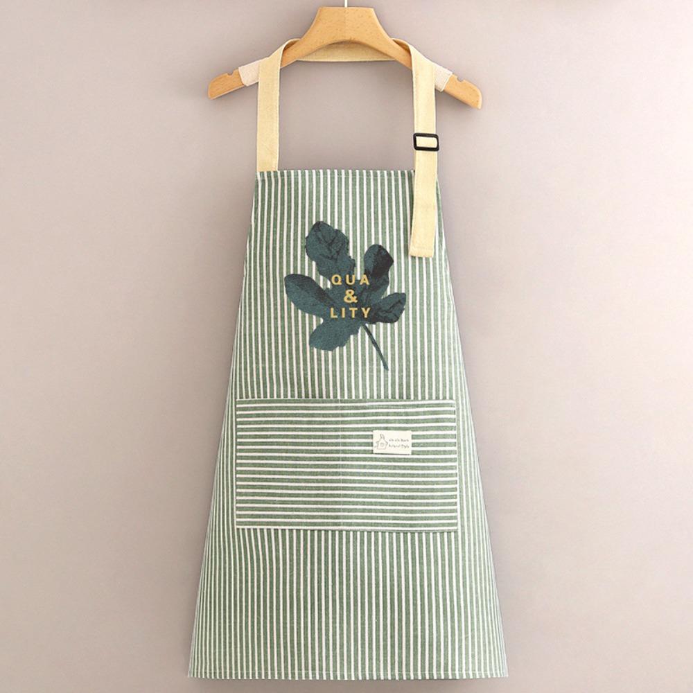 Хлопково-льняной кухонный фартук-халат, дышащий, прочная рабочая одежда, женский