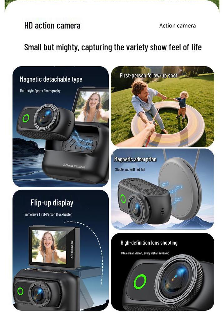 New Anti-Shake Sports Camera: WiFi Thumb Cam with Magnetic Mount for Outdoor Cycling