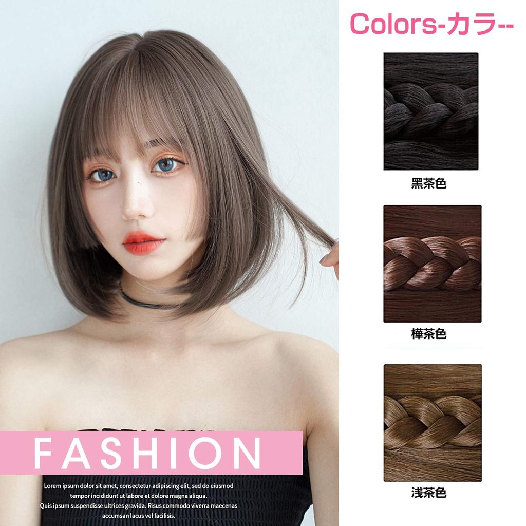 Wig Bob Princess Cut Candybay Short Bangs Short Straight Princess Hair Full Wig Heat Resistant Small Face Lightweight Harajuku Lolita Wig with Pink