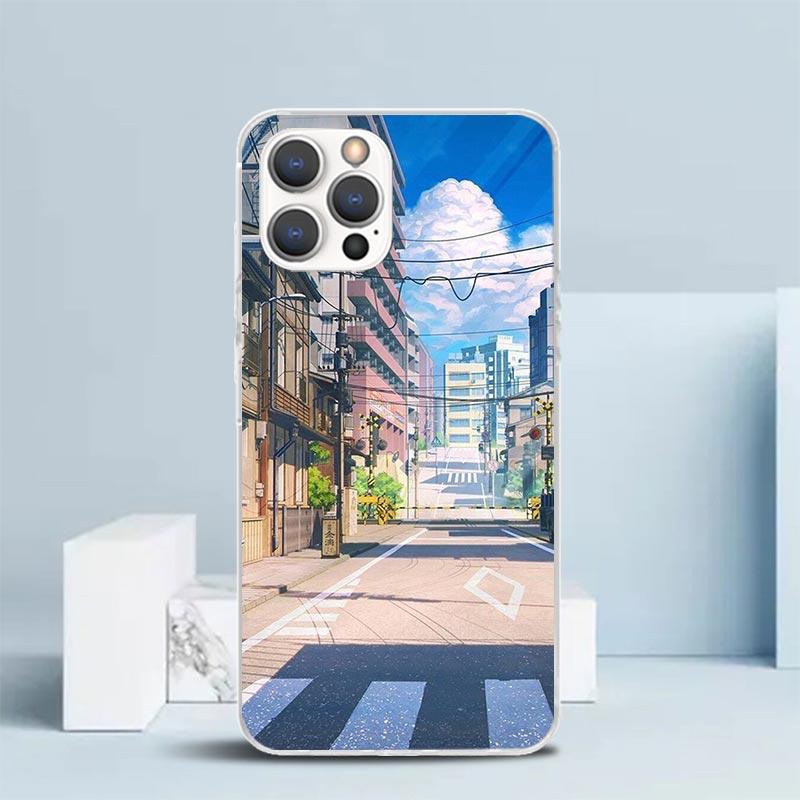 Эстетичный Аниме Пейзаж Чехол для Телефона Для IPhone 16 17 Air 16E 15 14 Plus 13 Mini 12 11 Pro Max 7 8 + SE 2020 Мягкая Задняя Крышка из ТПУ 1