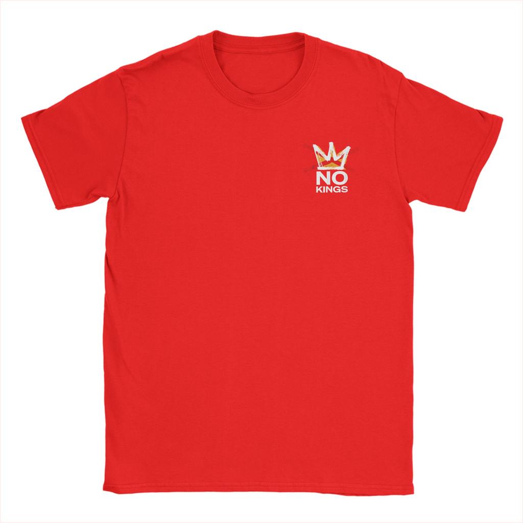 Men's T-Shirt No Kings In America Protest Vintage Cotton Tees Short Sleeve Rejecting King T Shirt Crewneck merchandise Plus Size
