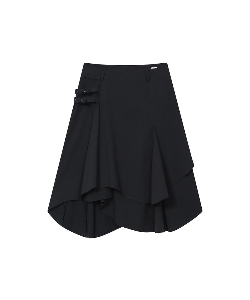 Miseki Seoul [Miseki Seoul X Yeomim] Stud Belted Midi Skirt Black