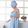 Women's Cute Bowknot Quick-Dry Bath Towel Spa Wraps and Shower Cap Bathrobe Set
