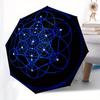 Sacred Geometry Mandala: Blue Spiritual Art Print Umbrella, Cute Umbrella with Cute Design, Portable 3-Fold Compact Umbrella for Men & Women, Valentin