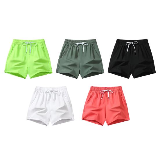 Мужские летние шорты с эластичной талией, регулируемые спортивные шорты на шнурке с карманами, однотонные широкие шорты