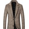 Autumn and Winter Thickened Padded Plaid Woolen Coat Medium and Long Trench Coat Slim Lapel Top Jacket