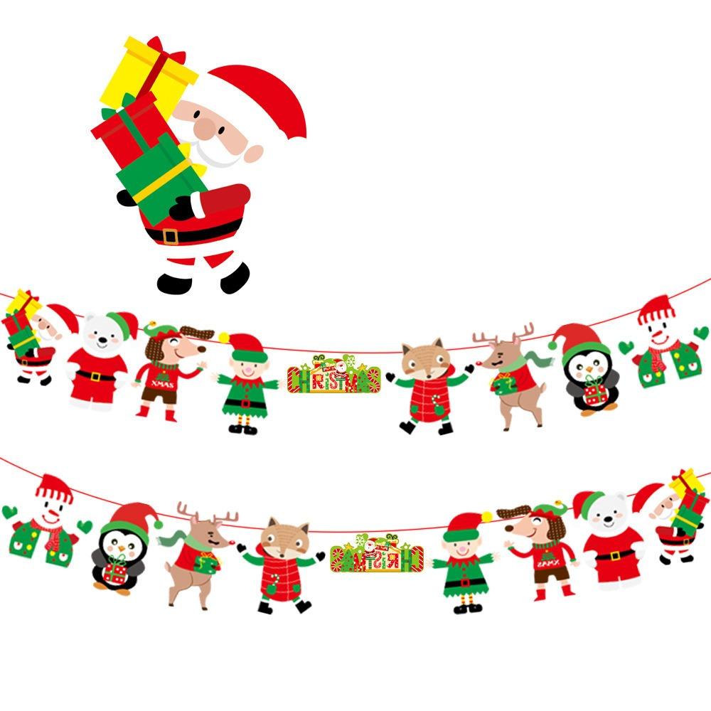 Рождественский бумажный баннер мультфильм Санта-Клаус снеговик рождественский подвесной орнамент баннер домашнее рождественское украшение флаг принадлежности новый год