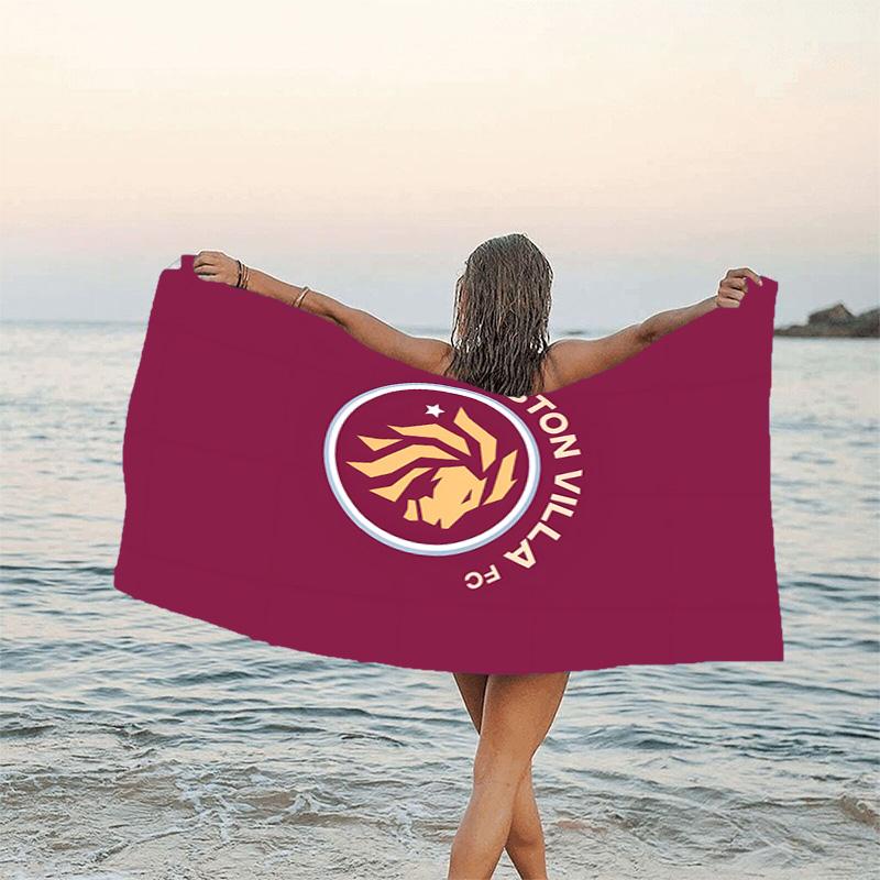 1pc Aston Villa Beach Towel, Beach and Seaside Swimming Pool Equipment, Fashion Pattern, Rectangular, Travel Essentials