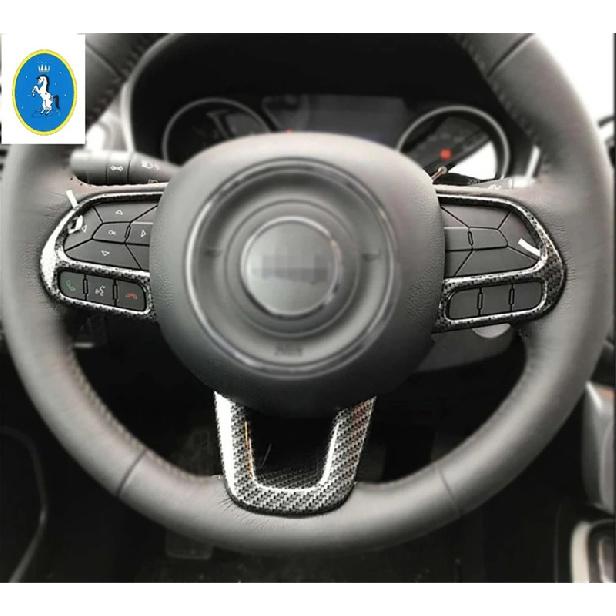 Car Steering Wheel Button Decoration Cover Trim Fit For Jeep Compass 2017 - Matte / Carbon Fiber Look Interior Accessories