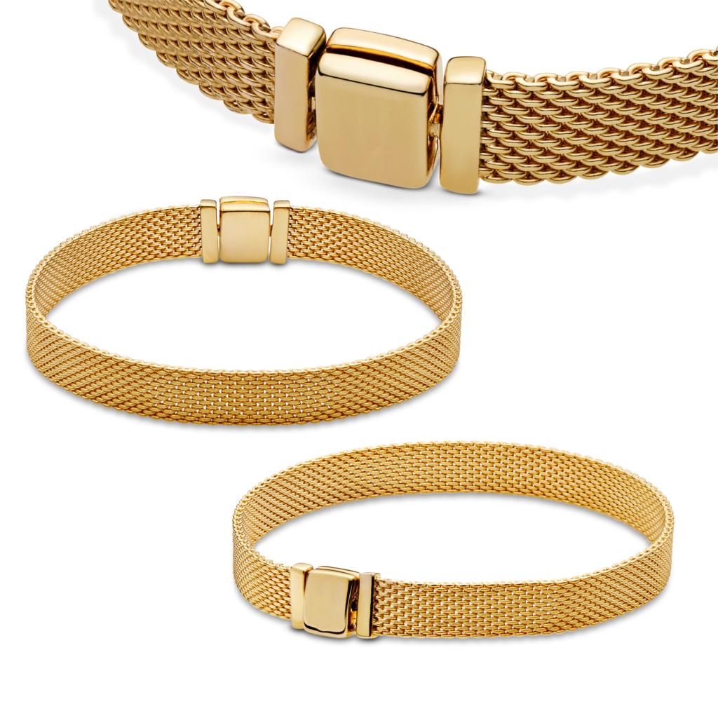 Reflection Bracelet Rose Gold Color 925 Starling Silver Steel Mesh Flat Bracelet Fit Temperament Charms Bead Fashion Women