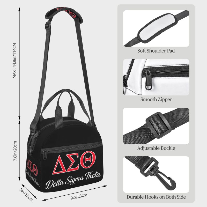 Delta Sigma Theta Sorority Insulated Lunch Bag Women Resuable Thermal Cooler Bento Tote Bag for Work Travel Picnic
