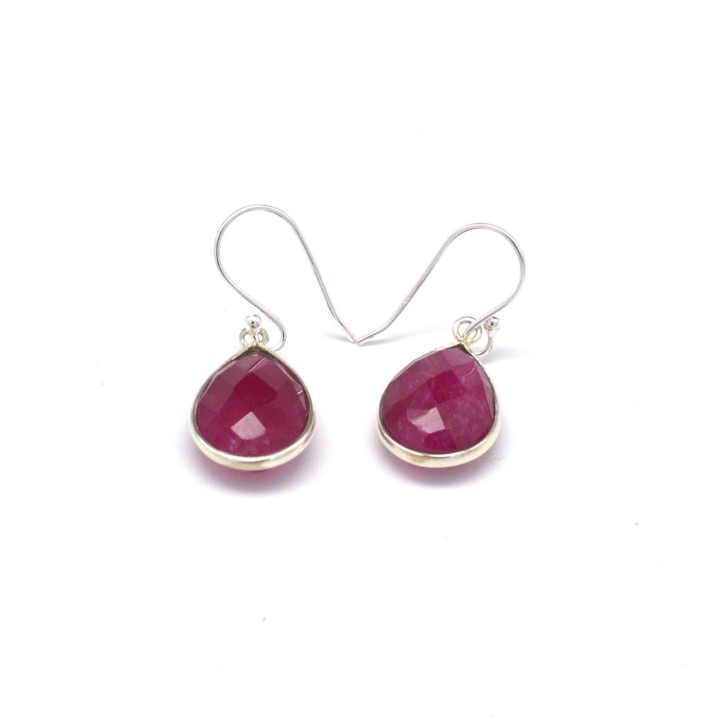 Ruby 925 Sterling Silver Earrings, Pear Gemstone Handmade Earrings, Gift For Her