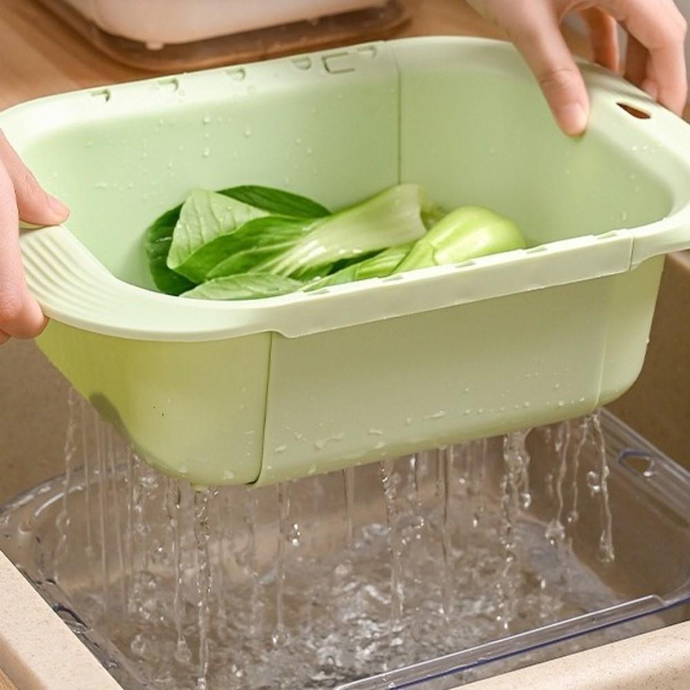 Retractable Fruits Cleaning Basket Large Capacity Vegetable Washing Basin Vegetable Washing