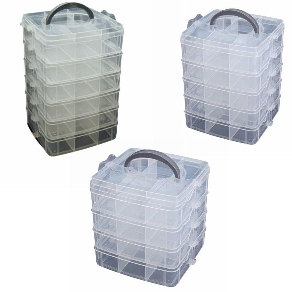 4/5/6-Layer Stackable Transparent Storage Box Handheld Organizer Multi-layer Storage Box Portable Tool Storage Box