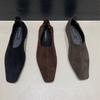 Retro Suede Square Head Low-heeled Single Shoes Women's Autumn and Winter 2025 New Soft Leather Versatile Commuter Grandma Women's Single Shoes