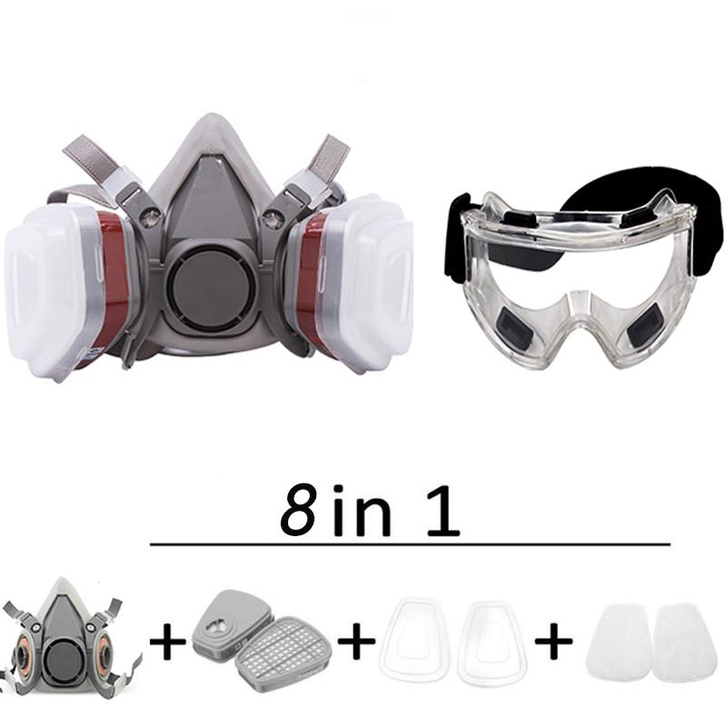6200 Type Mask Industrial Half Face Painting Spraying Respirator with Protective Glasses Suit Safety Work Filter Replace