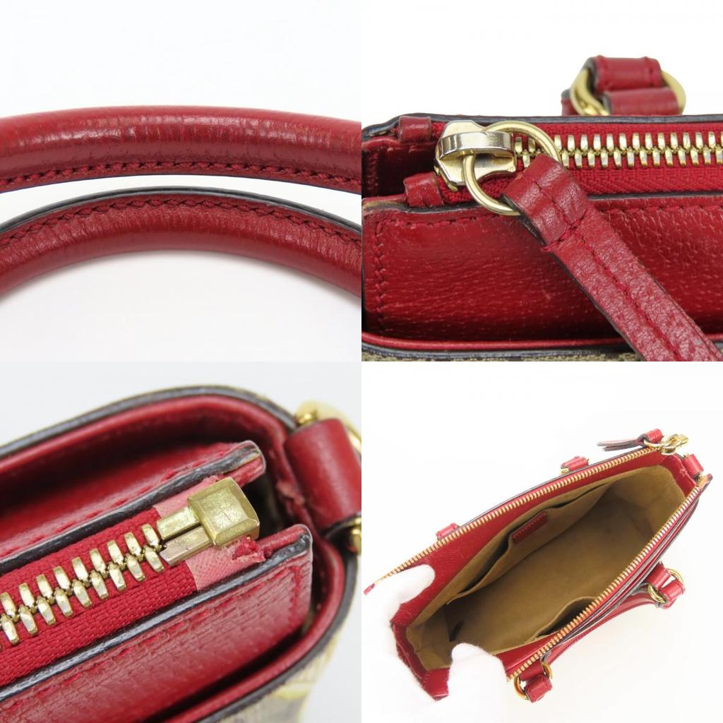 Used GUCCI Handbag Tian 453177 GG Supreme Canvas Red beige Shoulder