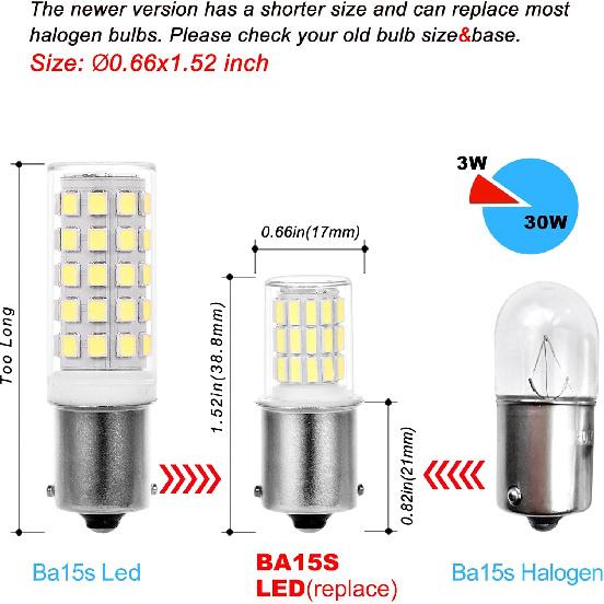 12 Volt BA15S Led Bulbs,1156 1141 6000k Daylight White,DC Bayonet Single Contact Base,AC10-24V DC10-30volt Low Voltage BA15S Bulb for Landscape RV