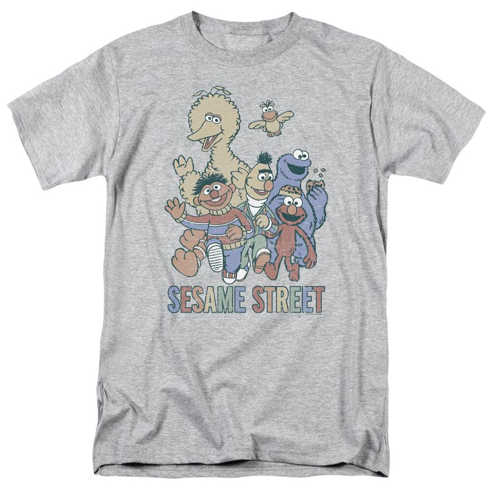 26 Sesame Street Colorful Group T Shirt Mens Licensed Classic TV Elmo Sport Gray Unisex T-Shirt