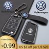 For VOLKSWAGEN VW Zinc Alloy Leather Car Remote Key Case Cover Protector Holder Shell For VW Volkswagen Golf 7 MK7 Tiguan MK2 Au