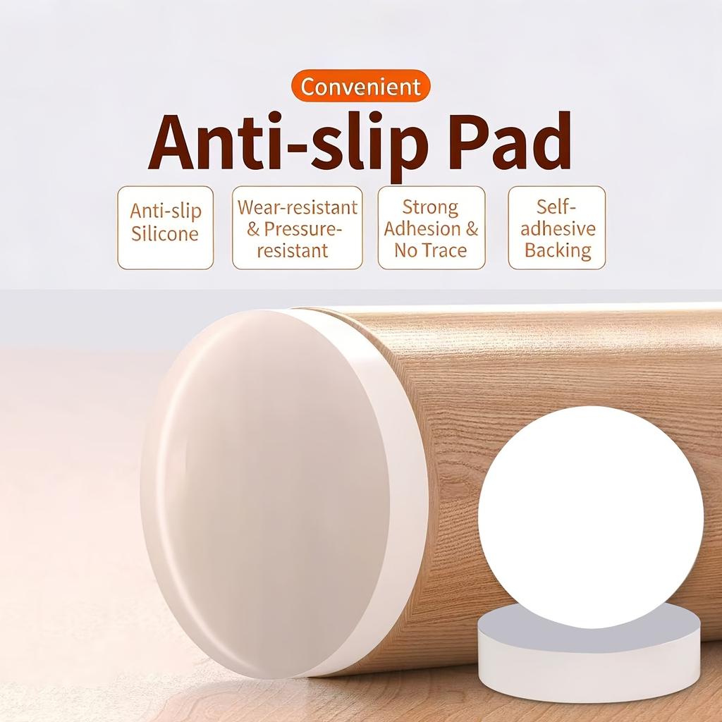 A Set Of 4Pcs Round And Square Self-Adhesive Silicone Pads Designed To Prevent Slipping, Protect Furniture Floors, Reduce Noise, And Prevent