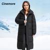 Cinemore Женская куртка зима 2024 теплая длинная парка с капюшоном верхняя одежда женская одежда мода пуховик женское пальто унисекс J-40