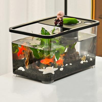 Пластиковый аквариум для рыбок Betta с подвесной корзиной, домашний аквариум для черепах