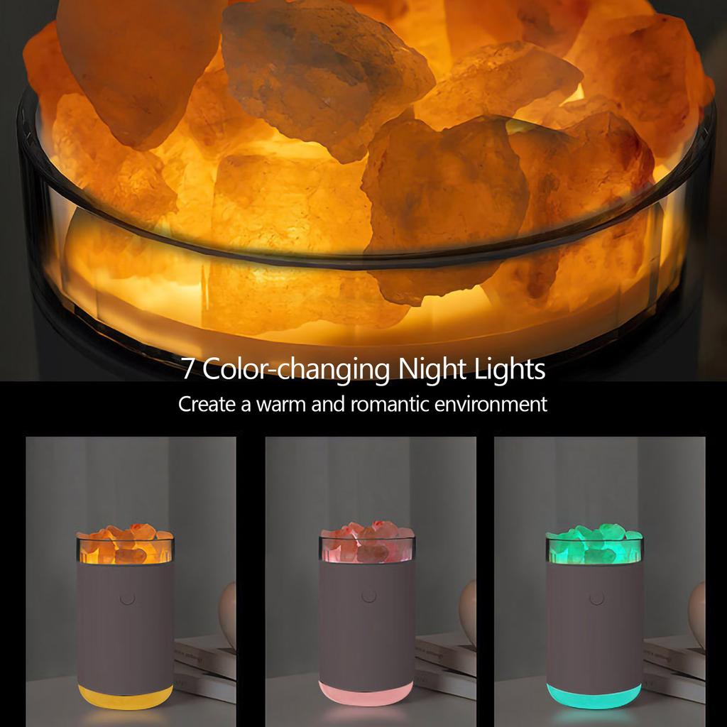 Увлажнитель воздуха Crystal Salt Stone с цветным светом и 260 мл, портативный тихий увлажнитель воздуха с USB-портом и эфирным маслом