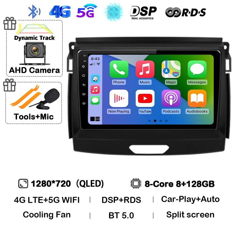 Android 14 Carplay Авто Радио Стерео Для Ford Ranger 2015 2016 2017 2018 2019 2020 GPS Мультимедиа Авторадио Плеер Головное Устройство